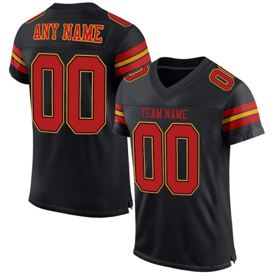 Custom Black Scarlet-Gold Mesh Authentic Football Jersey Custom Black Scarlet-Gold Mesh Authentic Football Jersey