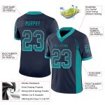 Custom Navy Teal-Gray Mesh Drift Fashion Football Jersey Custom Navy Teal-Gray Mesh Drift Fashion Football Jersey
