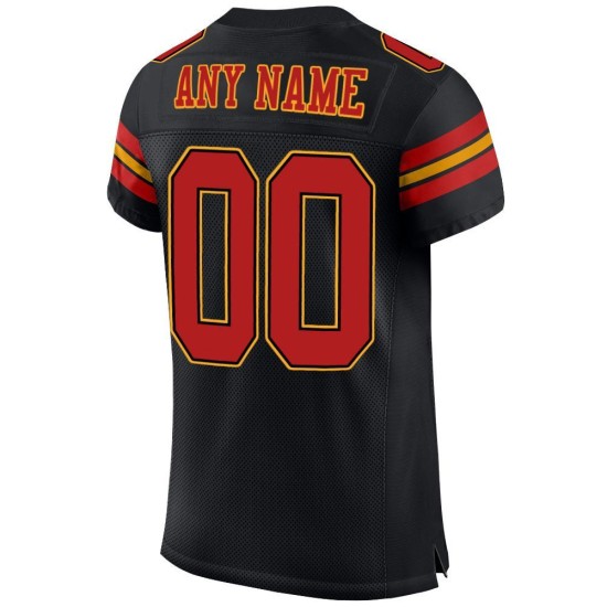 Custom Black Scarlet-Gold Mesh Authentic Football Jersey Custom Black Scarlet-Gold Mesh Authentic Football Jersey